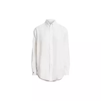 Polo Ralph Lauren SS23 однотонная свободная льняная рубашка с заостренным воротником и длинным рукавом женские рубашки белого цвета WMPOSHTNDO20328-100 XL
