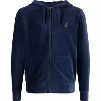 Polo Ralph Lauren Ss23 однотонная толстовка с вышитым логотипом на молнии, мужские толстовки с капюшоном, темно-синие 710877154-005 XS