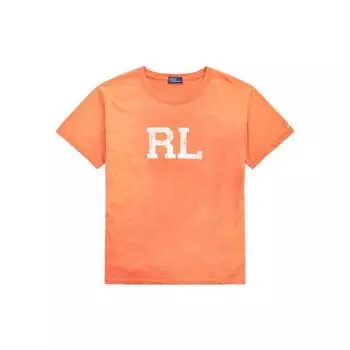 Polo Ralph Lauren Ss23 Однотонная трикотажная футболка с круглым вырезом и короткими рукавами с логотипом RL Женская футболка Оранжевый WMPOKNINCU20659-800 XS