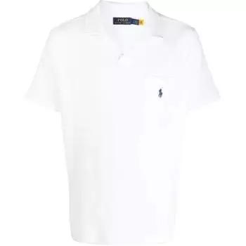 Polo Ralph Lauren SS23 Однотонная вышитая футболка-поло прямого кроя с коротким рукавом для мужчин, белая 710901044-001 L