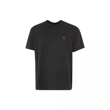 Polo Ralph Lauren Ss23 однотонная вышитая футболка прямого кроя с круглым вырезом и коротким рукавом с логотипом для мужчин, черная 710707087002-002 L