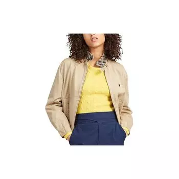 Polo Ralph Lauren Ss23 однотонная женская куртка с воротником-молнией и длинным рукавом, коричневая 211794216-001 XS