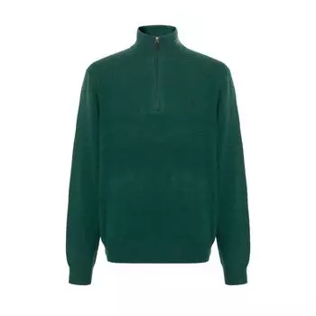 Polo Ralph Lauren Ss23 Однотонный мужской свитер с вышитым логотипом и полумолнией, зеленый 710777743-013 M