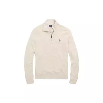 Polo Ralph Lauren Ss23 однотонный мужской свитер с вышитым логотипом и полумолнией, белый 710777743-003 XL