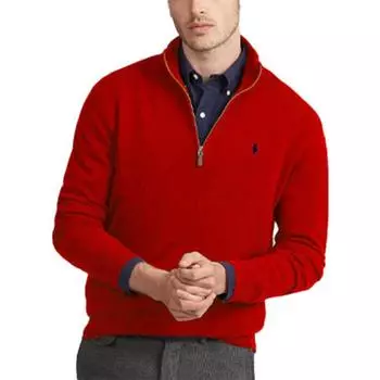Polo Ralph Lauren Ss23 однотонный мужской свитер с вышитым логотипом и полумолнией 710777743-011 L
