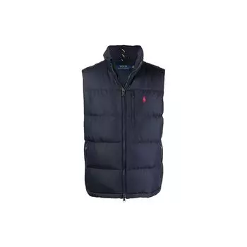 Polo Ralph Lauren Ss23 Однотонный мужской жилет с вышитым логотипом на молнии, воротником-молнией, темно-синий 710825872-002 L