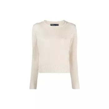 Polo Ralph Lauren SS23 однотонный повседневный свитер с круглым вырезом женский свитер цвета слоновой кости 211906076-001 S