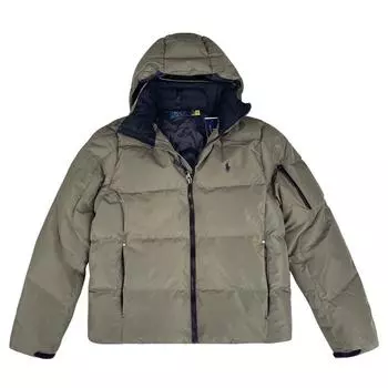 Polo Ralph Lauren Ss23 однотонный пуховик на молнии с длинными рукавами и вышивкой пони, мужская верхняя одежда, темно-коричневый цвет 710889959-004 S