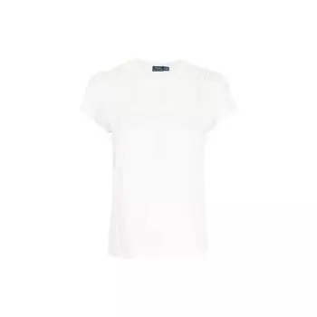 Polo Ralph Lauren SS23 Однотонный пуловер с кружевной вставкой, футболка с коротким рукавом, женский топ, белый 211844786-001 XS