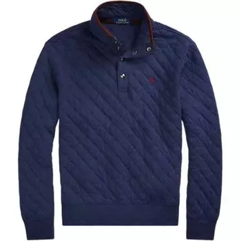 Polo Ralph Lauren SS23 однотонный свитер с вышитым ромбовидным узором в виде маленького пони, длинный рукав, мужская толстовка, синяя 710916640-001 S