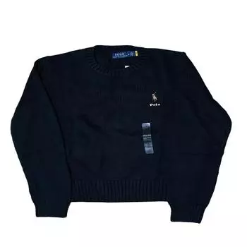 Polo Ralph Lauren SS23 однотонный свитер с круглым вырезом и длинными рукавами, женский свитер, черный 211832724-003 XS