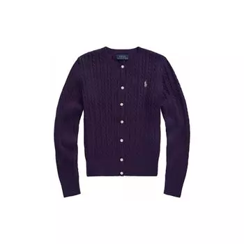 Polo Ralph Lauren SS23 однотонный свитер с круглым вырезом и длинными рукавами на пуговицах детский свитер фиолетовый 313543047-052 S