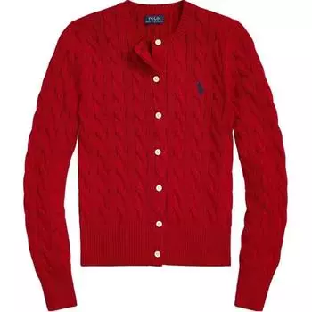 Polo Ralph Lauren SS23 однотонный свитер с круглым вырезом и длинными рукавами, женский свитер ярко-красный 211839418-021 L