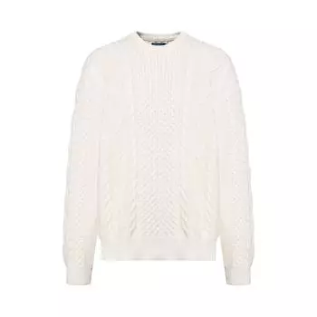 Polo Ralph Lauren SS23 однотонный свитер толстой вязки с круглым вырезом и ребристым подолом, мужской свитер, белый 710826253-003 S