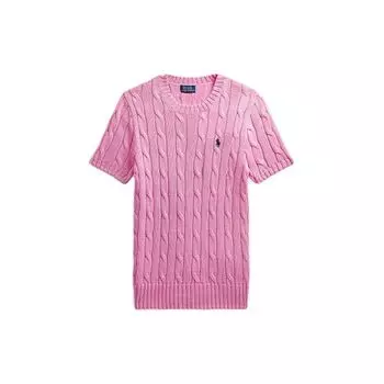 Polo Ralph Lauren Ss23 однотонный свитер толстой вязки с круглым вырезом женский свитер розовый 211795615-017 M