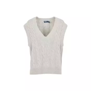 Polo Ralph Lauren SS23 однотонный трикотажный жилет без рукавов с V-образным вырезом женские жилеты светло-серый 211910425-001 L