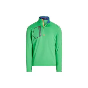 Polo Ralph Lauren Ss23 однотонный воротник-стойка с длинным рукавом и застежкой-молнией на половину длины, мужской свитшот, зеленый MNXGKNI16820144-300 XS