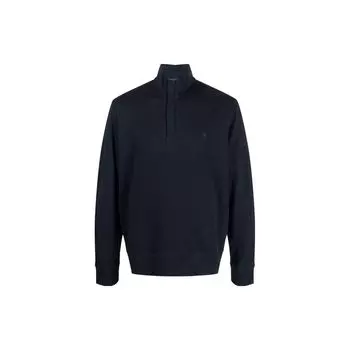 Polo Ralph Lauren SS23 Однотонный вязаный свитер с вышитым логотипом и воротником-стойкой, мужской свитер, синий 710890930-002 XXL