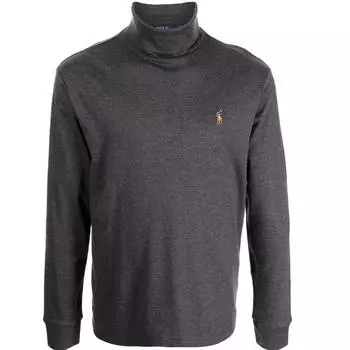 Polo Ralph Lauren Ss23 однотонный вышитый логотип с высоким воротом и длинным рукавом футболка мужская топы темно-серый 710760126-011 L