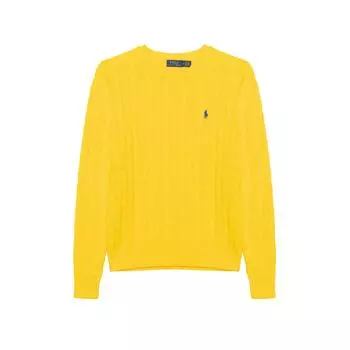 Polo Ralph Lauren SS23 однотонный вышитый логотип вязаный косами свитер женский свитер желтый WMPOSWENC020616-700 XS