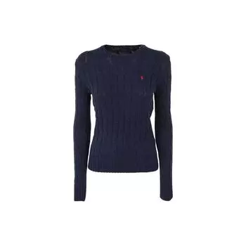 Polo Ralph Lauren SS23 однотонный вышитый вязаный свитер с косами женский свитер темно-синий 211891640-002 M