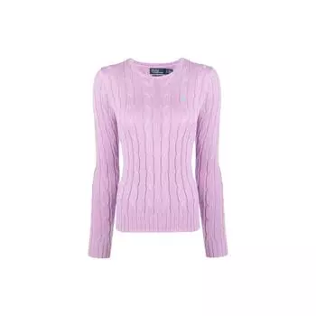 Polo Ralph Lauren Ss23 однотонный вышитый вязаный свитер с косами женский свитер светло-фиолетовый 211891640-012 XS