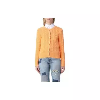 Polo Ralph Lauren SS23 однотонный вышитый вязаный свитер с косами женский свитер оранжевый 211891643-006 XS