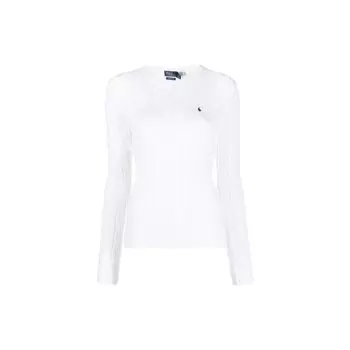 Polo Ralph Lauren SS23 однотонный вышитый вязаный свитер женский свитер белый 211891640-001 XS