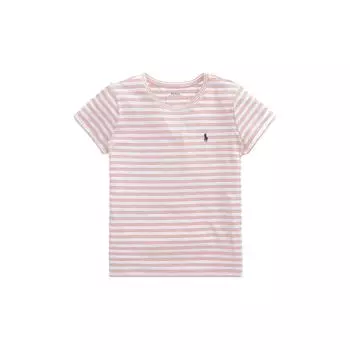 Polo Ralph Lauren Ss23 Полосатая футболка с принтом в виде животных, женская футболка с коротким рукавом, розовая 4470-01501-7777-169 M