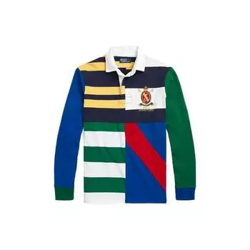 Polo Ralph Lauren SS23 Полосатая рубашка поло с цветными блоками и принтом в виде значка, с длинным рукавом, мужские топы, многоцветные MNPOKNI16822736-410 M