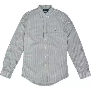 Polo Ralph Lauren SS23 Полосатая рубашка с заостренным воротником и пуговицами, длинный рукав, мужские рубашки, серые, зеленые, белые 710815567-002 S