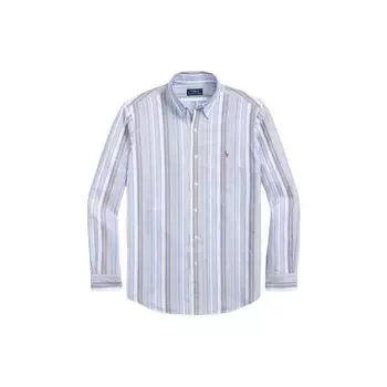 Polo Ralph Lauren SS23 Полосатая рубашка с длинным рукавом и вышитым логотипом Мужские рубашки светло-голубого цвета MNPOWOV16822711-999 XL