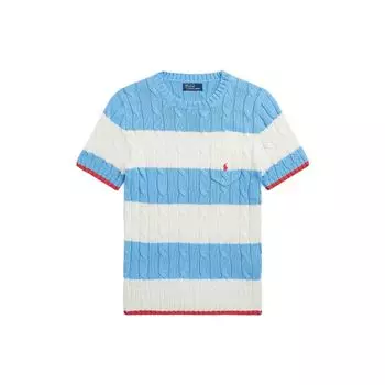 Polo Ralph Lauren Ss23 Полосатый круглый вырез с коротким рукавом свитер женский свитер синий WMPOSWENC020668-400 S