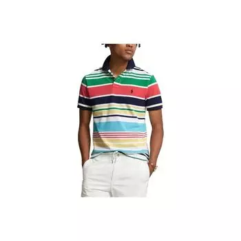 Polo Ralph Lauren SS23 Полосатый логотип вышитый короткий рукав рубашки поло мужские рубашки поло многоцветный MNPOKNI1N822215-100 XL