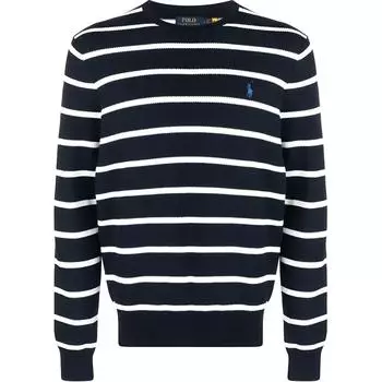 Polo Ralph Lauren Ss23 Полосатый маленький логотип напечатанный круглый вырез толстовка мужская толстовка черный 710899202-001 XL