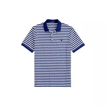 Polo Ralph Lauren SS23 Полосатый узор Вышитый Повседневный короткий рукав Поло Рубашка Мужская Топы Синий Белый 710823272-001 L