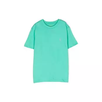 Polo Ralph Lauren SS23 Повседневная свободная вышитая футболка с круглым вырезом и коротким рукавом для детей, топы светло-зеленого цвета 323832904-107 L