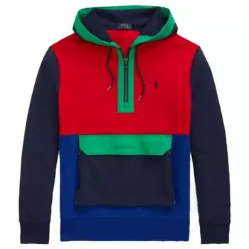 Polo Ralph Lauren Ss23 Разноцветный пэчворк с капюшоном и полумолнией с длинным рукавом Толстовка мужская темно-синяя MNPOKNI16821386999 XL