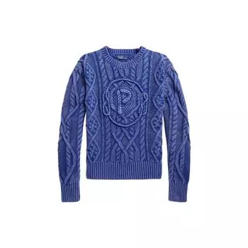 Polo Ralph Lauren SS23 Solid Cable Knit Crew Neck Sweater Женский свитер Темно-синий WMPOSWENC020620-NA XS