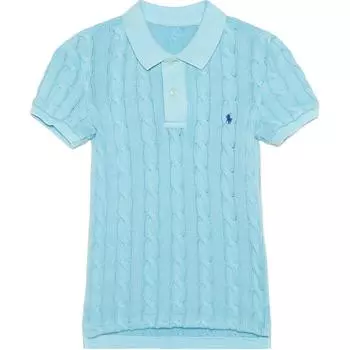 Polo Ralph Lauren SS23 Solid Cable Knit Polo Shirt Short Sleeves Women tops Blue WMPOKNINCU20643-300 XS