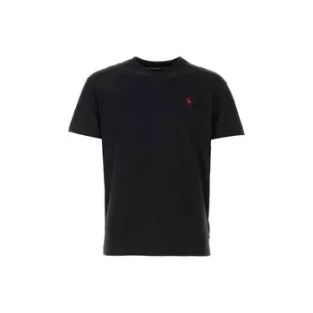 Polo Ralph Lauren Ss23 Solid Logo Вышитый V-образный вырез Повседневная футболка с коротким рукавом Мужские топы Черный 710708261-006 M