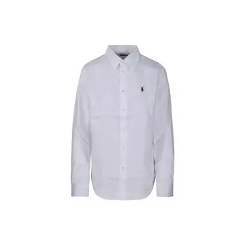 Polo Ralph Lauren SS23 Solid Logo Вышитый воротник Поло с длинным рукавом на пуговицах Рубашка женская белая 211920516-006 L