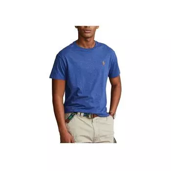 Polo Ralph Lauren SS23 Solid Logo Вышитый Повседневный Круглый вырез короткий рукав Футболка Мужские Топы Синий 710610667-100 S