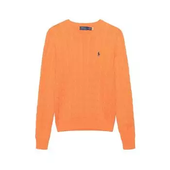 Polo Ralph Lauren Ss23 Solid Logo Вышитый трикотажный свитер с круглым вырезом и длинными рукавами Женский свитер Оранжевый 2118916403-008 XS