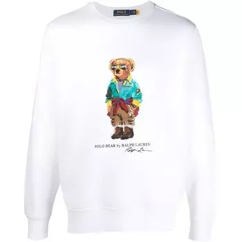 Polo Ralph Lauren SS23 Teddy Bear Letter Print Crewneck Sweatshirt Men sweatshirt White 710853308-019 2XL