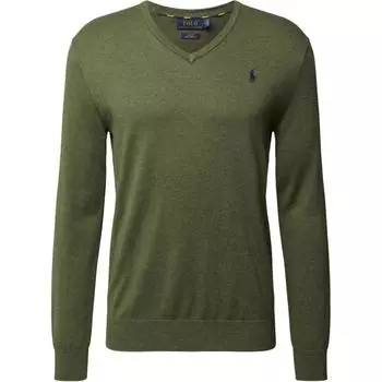Polo Ralph Lauren Ss23 Вязаный свитер с V-образным вырезом и вышивкой логотипа Pony для мужчин, свитер, зеленый, MNPOSWE16821033-300 XL