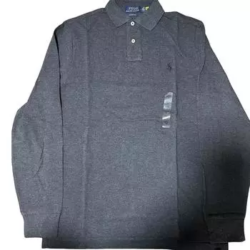 Polo Ralph Lauren SS23 Вышитый воротник-стойка с длинным рукавом Поло Мужские топы Темно-серый 710686233-029 M