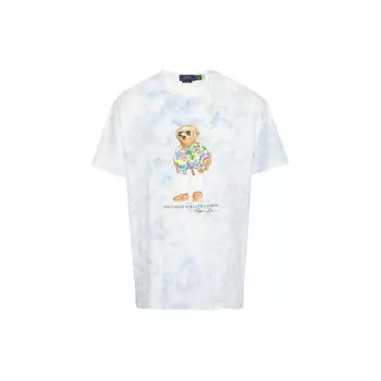 Polo Ralph Lauren SS24 Bear Letter Graphic Printed Crew Neck Short Sleeve T Shirt Men T Shirts Blue 710934699-001 XL