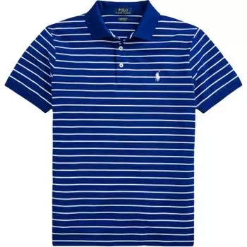 Polo Ralph Lauren Ss24 Белая полосатая футболка поло с вышивкой маленького пони для мужчин Футболки поло Синяя 710795256-004 S