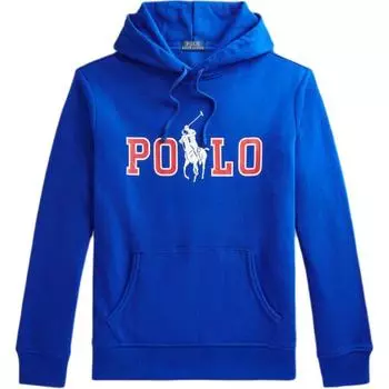 Polo Ralph Lauren SS24 Большой логотип с принтом букв, капюшон с длинным рукавом, мужская толстовка, синяя MNPOKNI16821963-401 XS